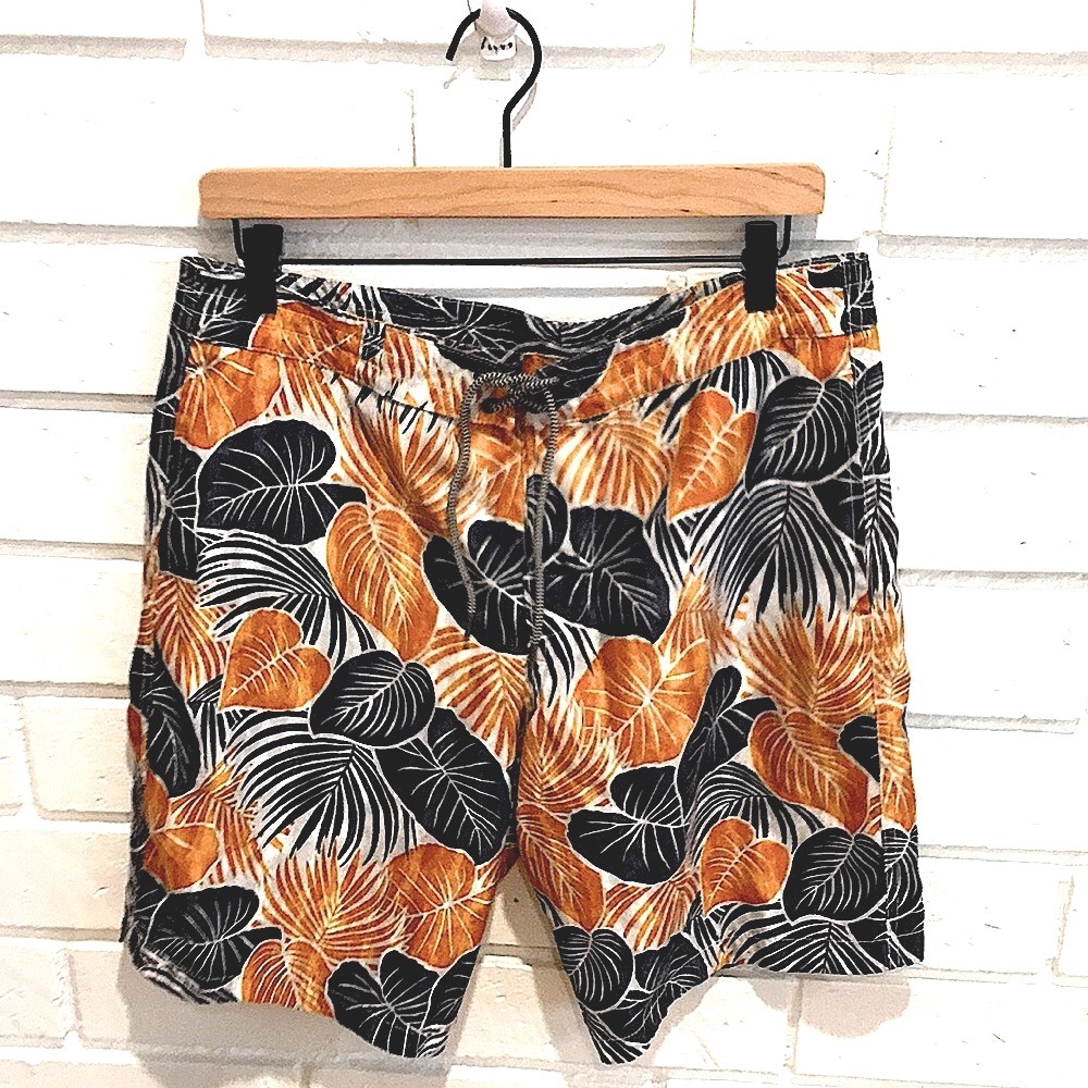 Men’s Gap Gray/Mustard Tropical Swim Trunks M